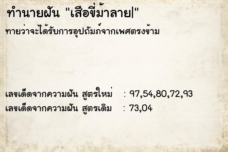 ทำนายฝันทำนายฝันเสือขี่ม้าลาย|